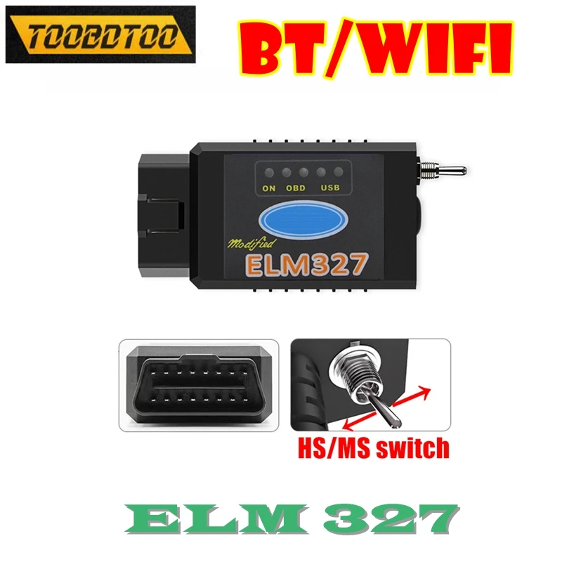 

Новый автомобильный диагностический инструмент OBD2 ELM327 HS CAN/MS CAN SWITCH V1.5 BT/WIFI PIC18F25K80 для диагностики автомобиля Ford OBD2