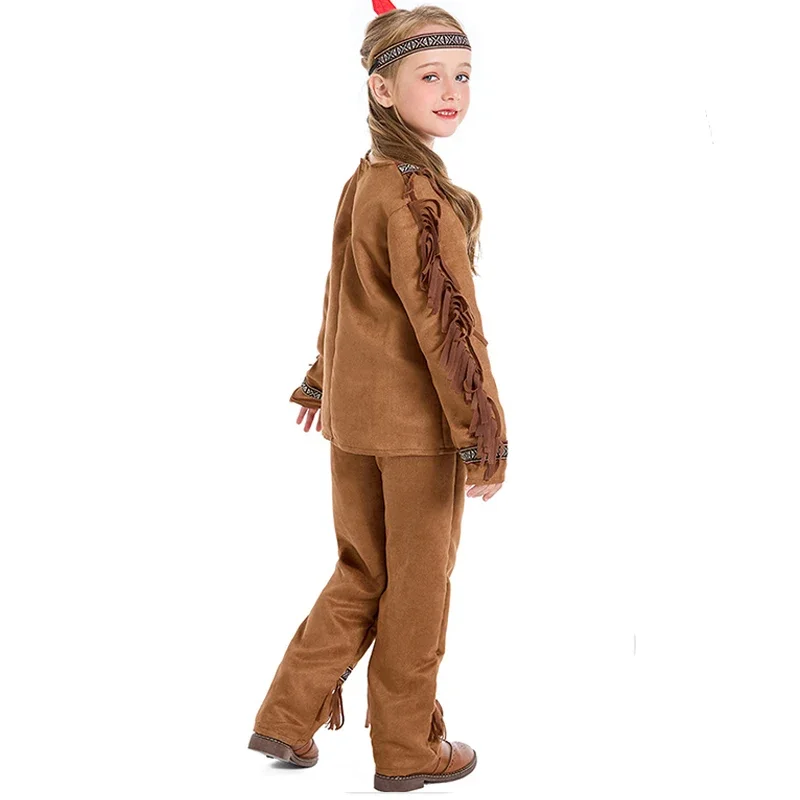 Унисекс мальчики родной индейский костюм для девочек американская принцесса костюм на Хэллоуин для детей