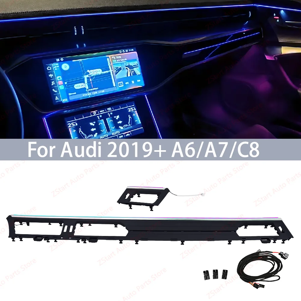 Left-hand Drive Car 32 Color LED Dashboard Multicolor Ambient Lights For Audi A6 C8 A7 Center Console Decorative Lamp 2019-2024