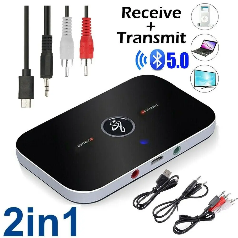 

B6 Bluetooth 5.0 Audio Transmitter Receiver Wireless Adapter USB Dongle 3.5mm AUX RCA for TV PC Headphones Home Stereo Car Audio