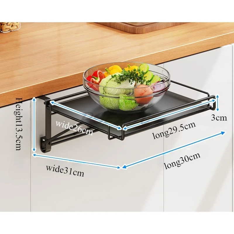 Kitchen Countertop Shelf Hanging Cabinet Door Table Board Extended Storage Partition Auxiliary Table Stainless Steel Foldable