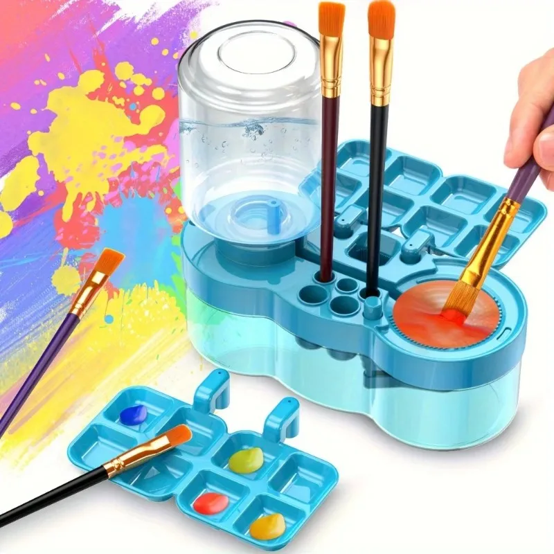 Wasserkreislauf-System für Pinselreinigung mit Farbpalette, Pinsel-Spülbecherhalter, automatischem Waschwerkzeug, Kunstbedarf – Detail 8