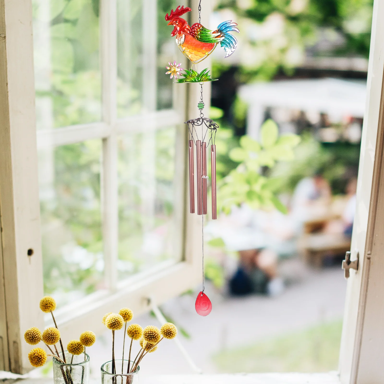 

Iron Rooster Wind Chime Hanging Wind-Bell Assorted Color Metal Tubes Clear Sound Garden Patio Yard Home Decoration Gift