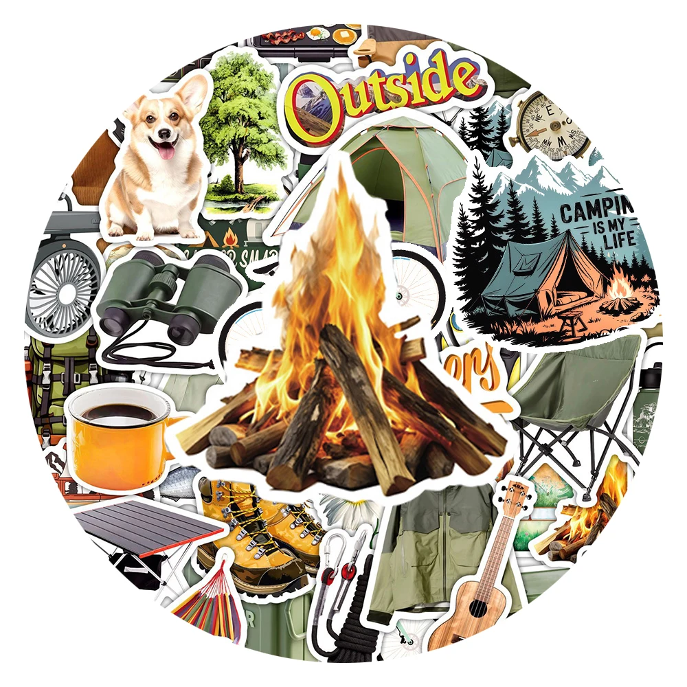 10/30/50 قطعة كول الكرتون التخييم في الهواء الطلق الكتابة على الجدران ملصقات الشارات DIY بها بنفسك محمول الثلاجة زجاجة ماء الديكور ملصق مضاد للمياه