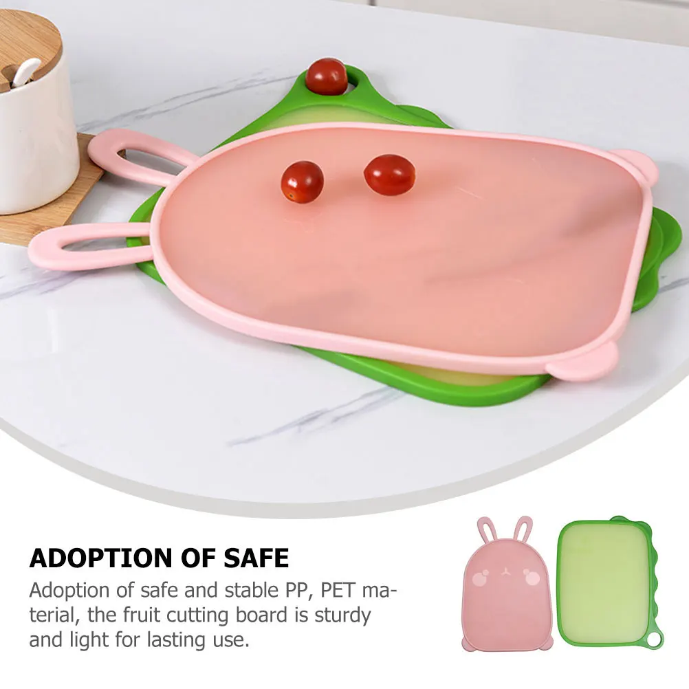

2 Pcs Children Food Cutting Board Dinosaur Rabbit Safe PP PET Material Sturdy Kitchen Tool Fruit Bread Auxiliary
