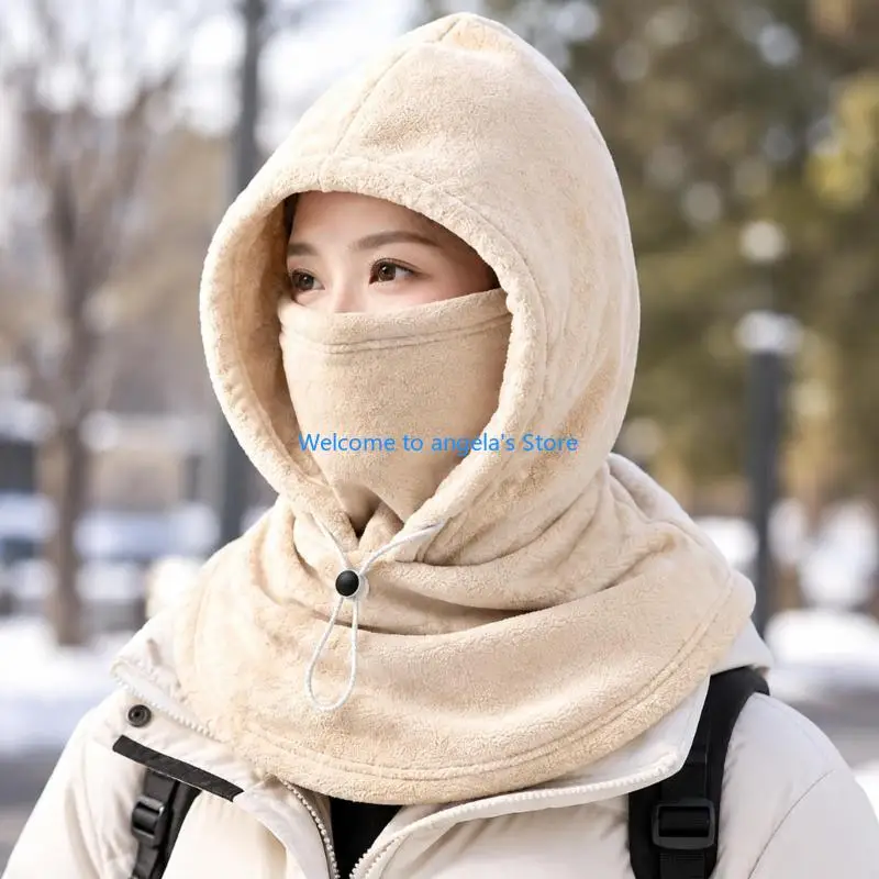 X4YC Thickened Fabric Balaclava Hat with Soft-Touch Fleece Interior, Pull-On Face and Neck Coverage Headwear for Cold Weather