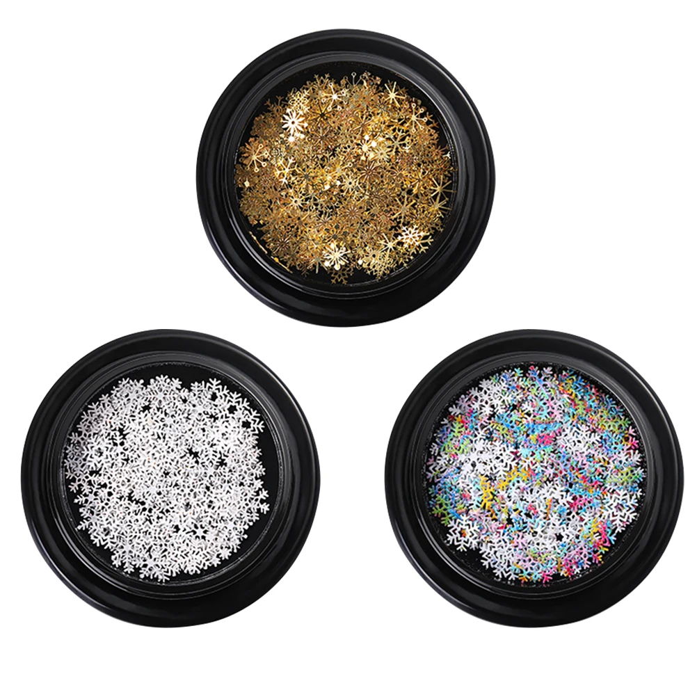 

Snowflake Nail Sequins Decorations 3 Boxes Sticker Decals Christmas Charms Manicure Craft Supplies DIY Home Phone Case