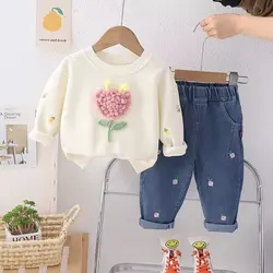 Girls Clothes Sets Toddler Pant Set for Girls for 2-7Y Long Sleeve Spring Autumn 2Pcs Clothing Tracksuit 2024 New Baby Outfits