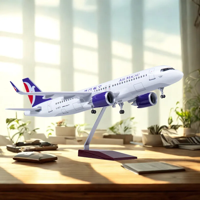 

47cm Macau Airlines A320neo 1/80 Scale Diecast Airplane Model With Lights And Wheels Resin Aircraft Toys Child Collection Gift