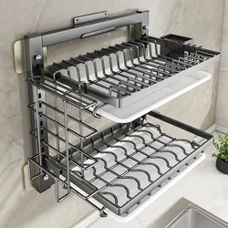 Kitchen Storage Rack, Dish Storage Rack, Wall Mounted Household Utensils Storage Box, Multi-layer Dish Rack, Drain Rack