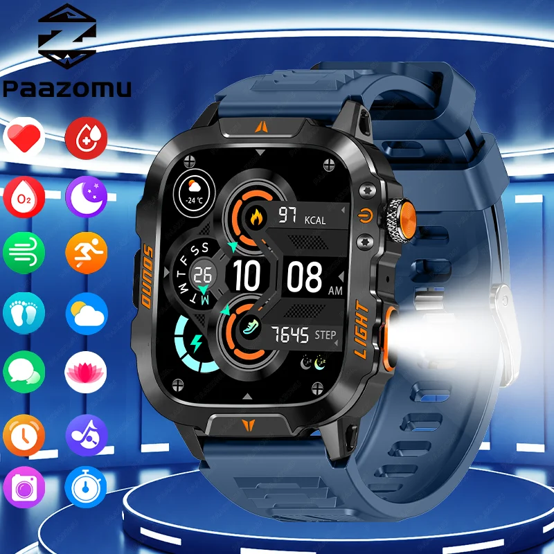 

2025 New SmartWatch for Men and Women LED Flashlight BluetoothCall HealthMonitoring Multi functional Reminder Outdoor SmartWatch