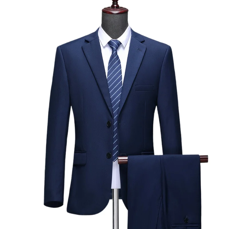 Mens Suits (Blazer+ Pants) Fashion Business Casual Slim-fit Formal Dress Banquet Work British Style Evening Dress Suit