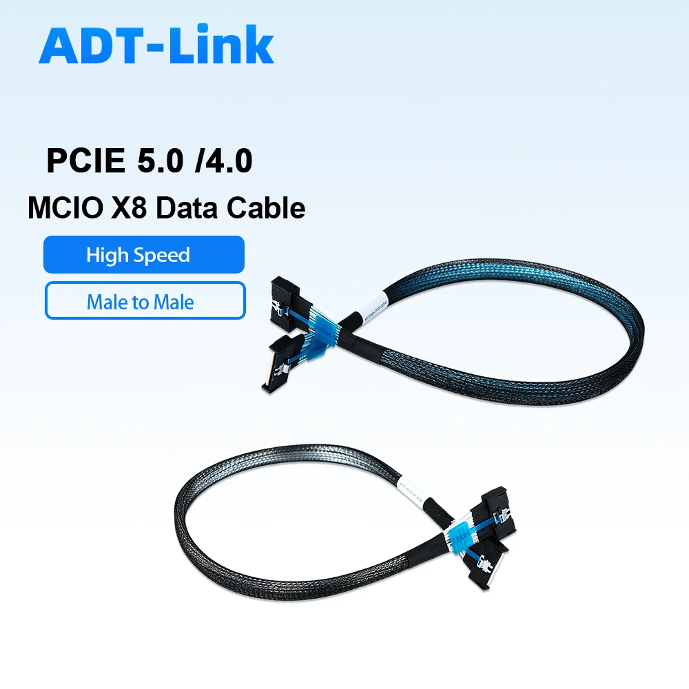 MCIO X8 PCIe 5.0 / PCIe 4.0 Server High Speed Cable Gen4 / Gen5 74Pin Male To Male Data Multi-Layer Full Shielded Plug Play