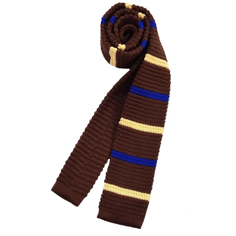 

Повседневные мужские вязаные галстуки в британском стиле в полоску в стиле ретро, деловые темно-синие красные, коричневые галстуки, смокинг ручной работы, галстук-галстук