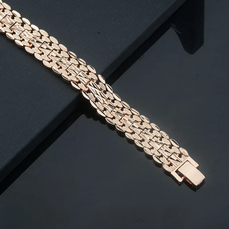 9 Style New Women Girls 585 Rose Gold Color Carving Wide Bracelets Toggle Lock Hot Jewelry(No Box)