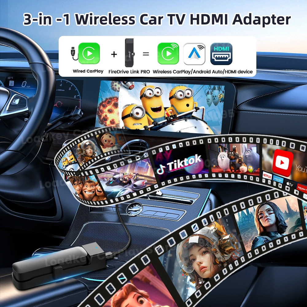 Adaptateur Carlinkit filaire CarPlay vers HDMI pour vidéos Fire TV Stick, boîte de Streaming HDMI, connexion plus rapide, prise en charge 2K des appareils HDMI, 2025