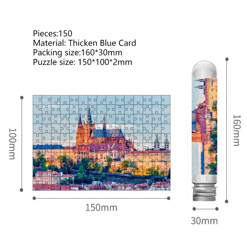 150 قطعة أنبوب اختبار صغير بانوراما الألغاز براغ مربع الضغط لعبة Landamark لغز الثلاجة لغز لعبة الأسرة الديكور #4
