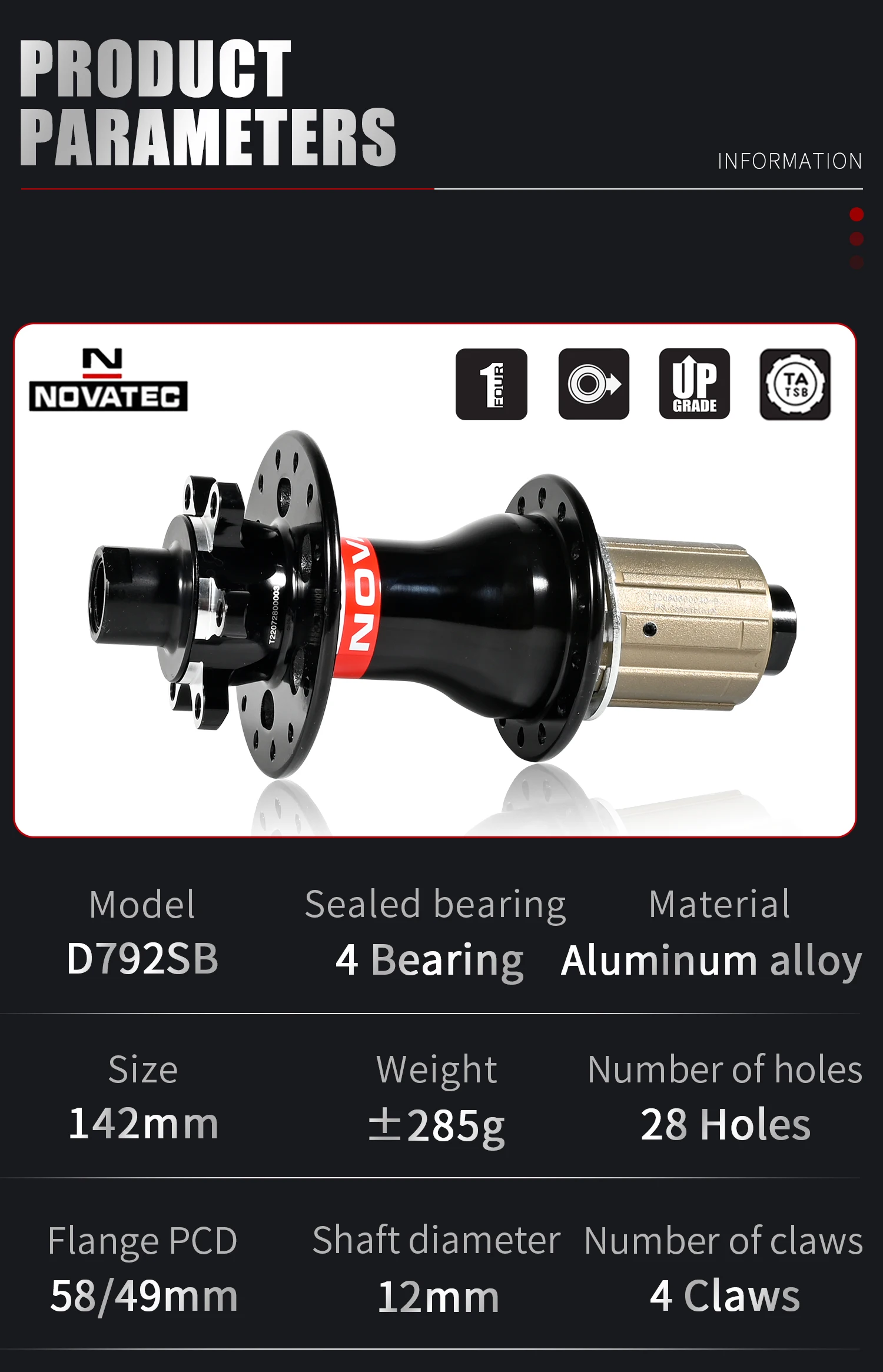 Novatec D791SB D792SB MTB Rennrad Fahrrad Scheibenbremsnaben 100x12 142x12 100x9 135x10 6-Loch 24/28/32H Center Lock QR 8 9 10 11 Fach – Detail 3