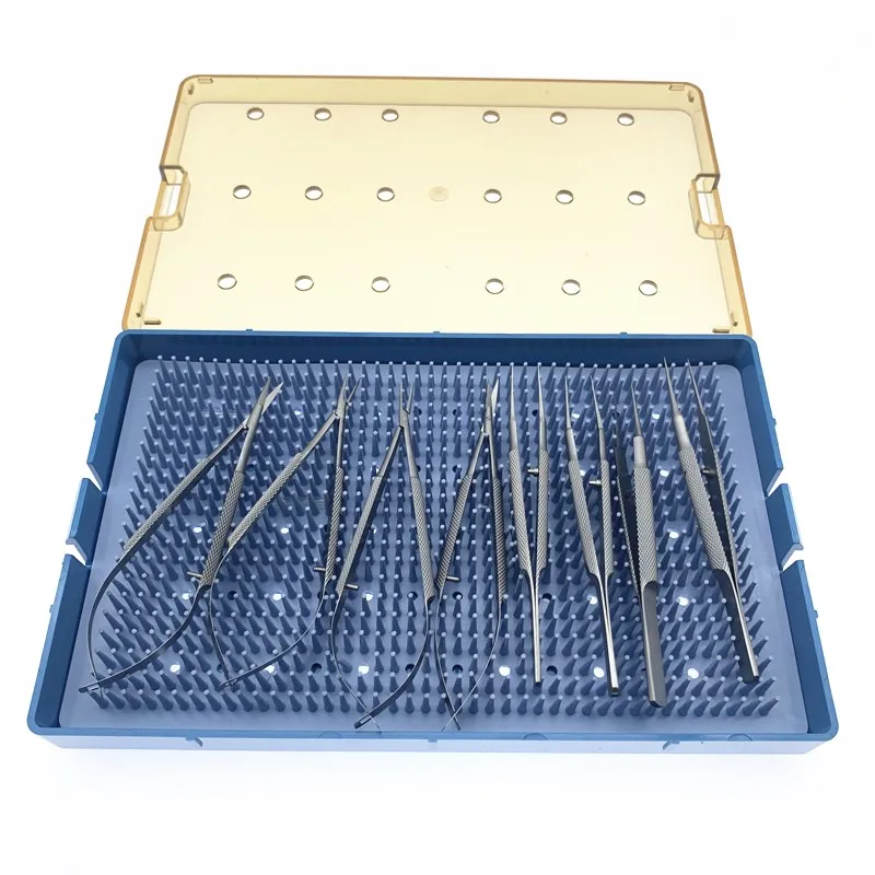 Ophthalmic micro surgery Scissors, Needle Holder, tweezers 8pcs/set stainless steel Double eyelid tools