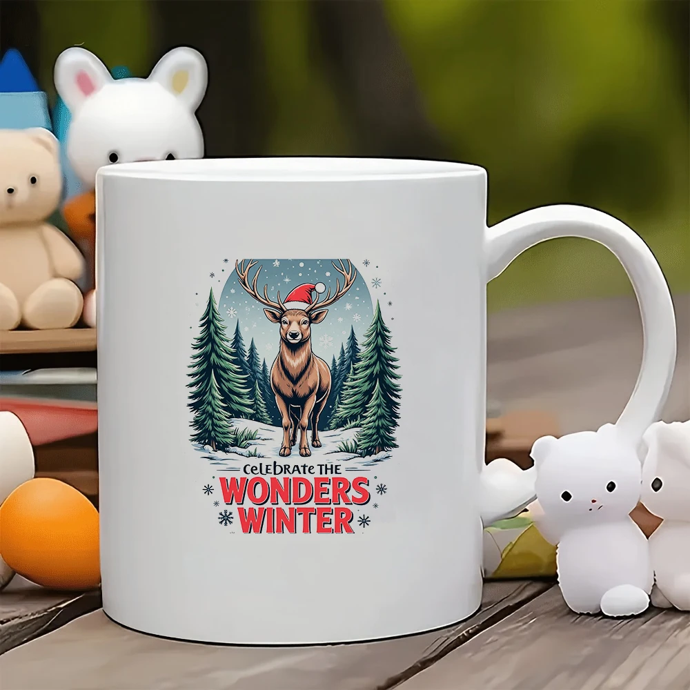 

11oz cartoon Santa Claus mug + Winter themed cup Christmas Gift Family Office Coffee Cup Set
