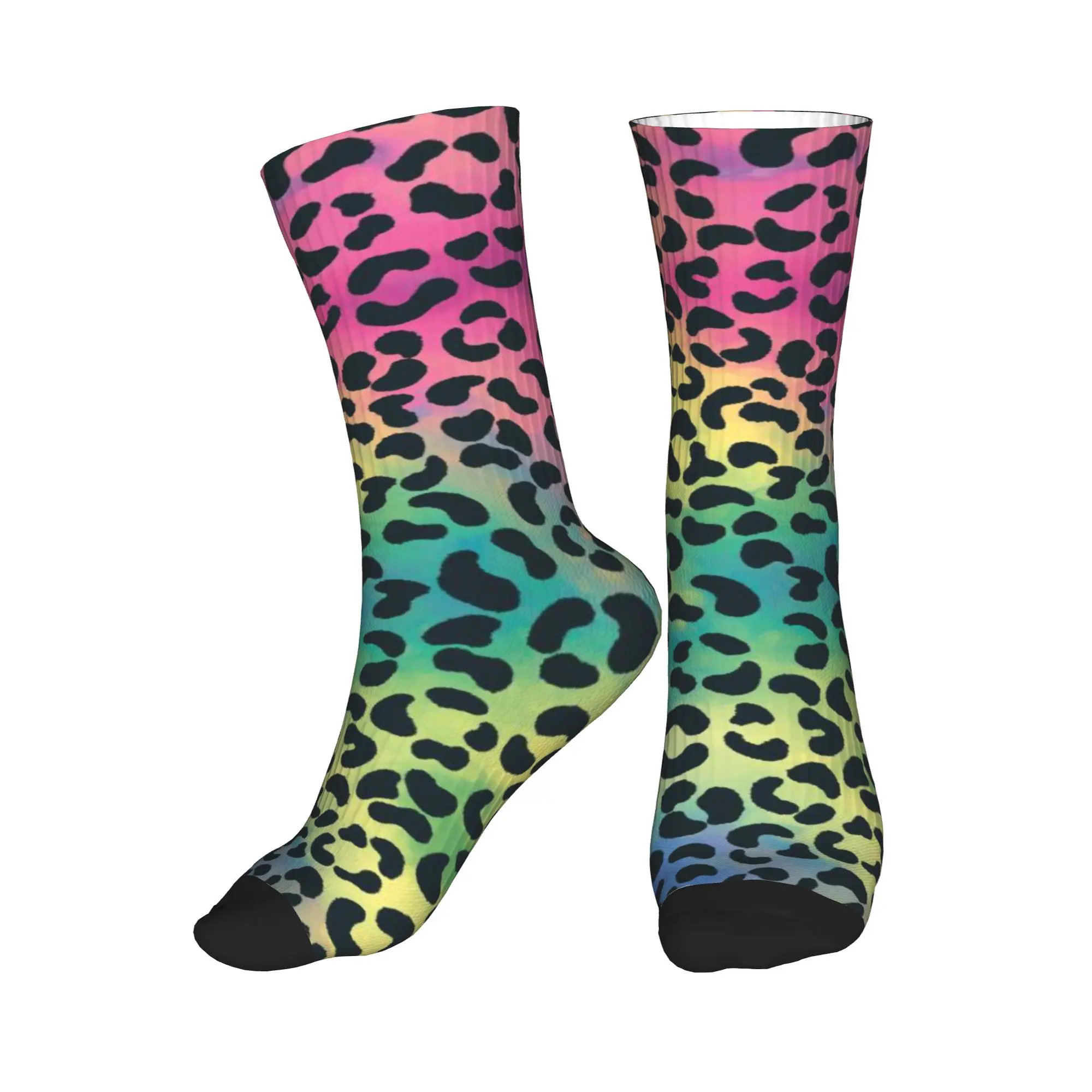 

Красочные носки с радужным леопардовым принтом для мужчин и женщин, унисекс, милые носки с 3D-принтом