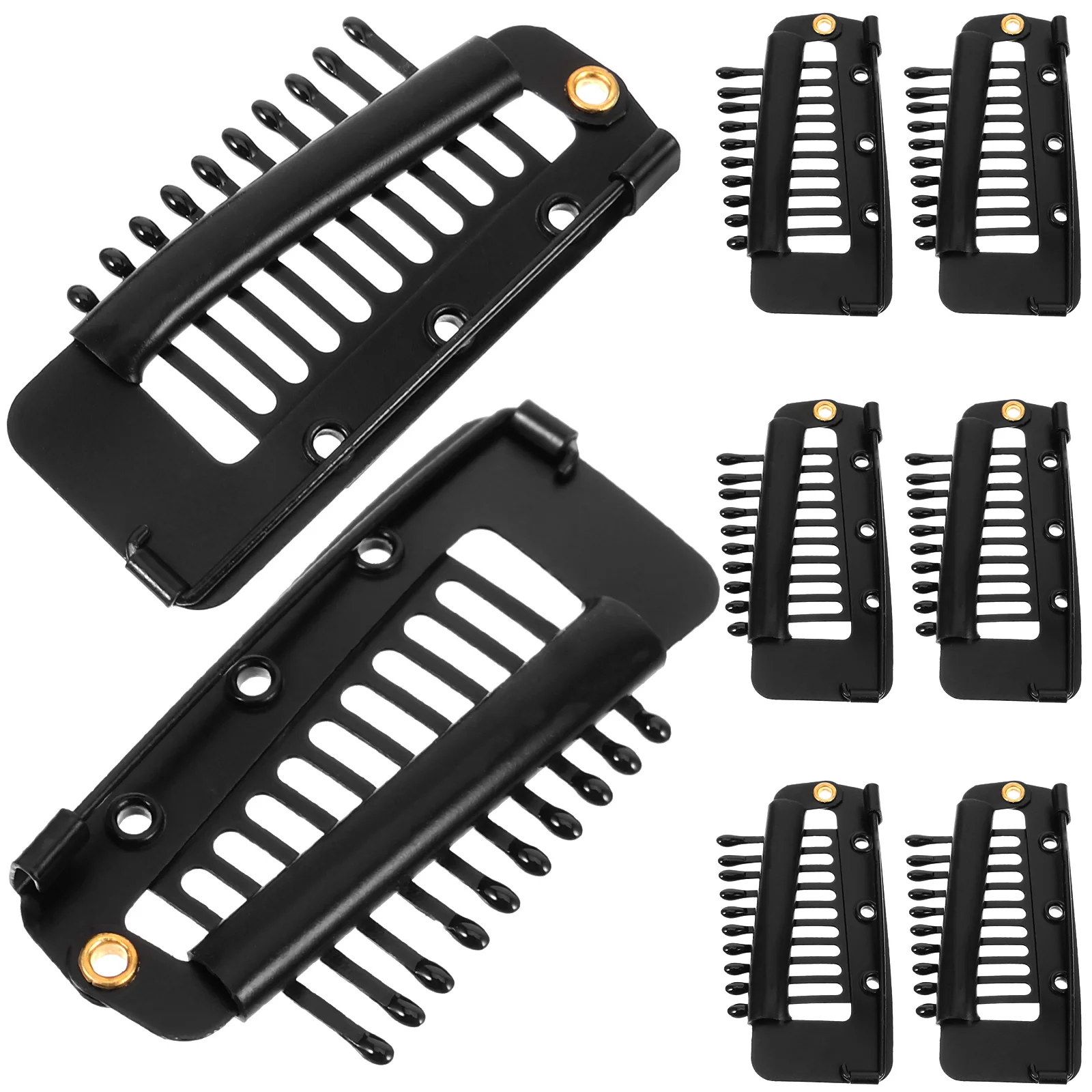 

8pcs Hair for Extensions Dark Prong Ponytail Wire Comb Hair Clips For Extensions Black 10 Teeth Making Tools