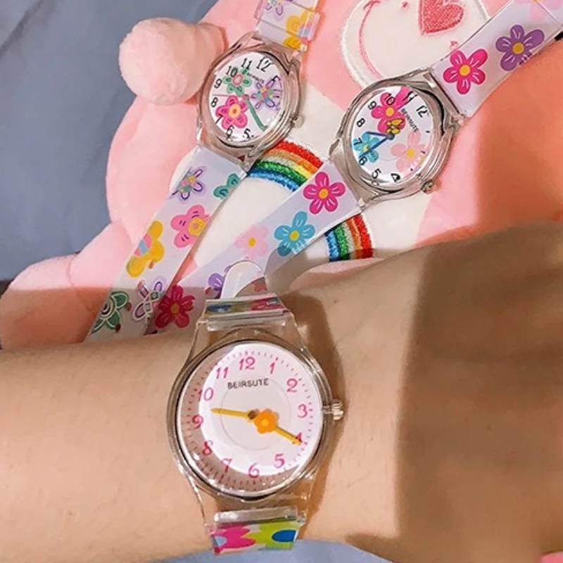 

Kids Cute Watches New Butterfly Printed Silica Gel with Children's Watch Boys and Girl Cute Cartoon Women Quartz Watch Gifts