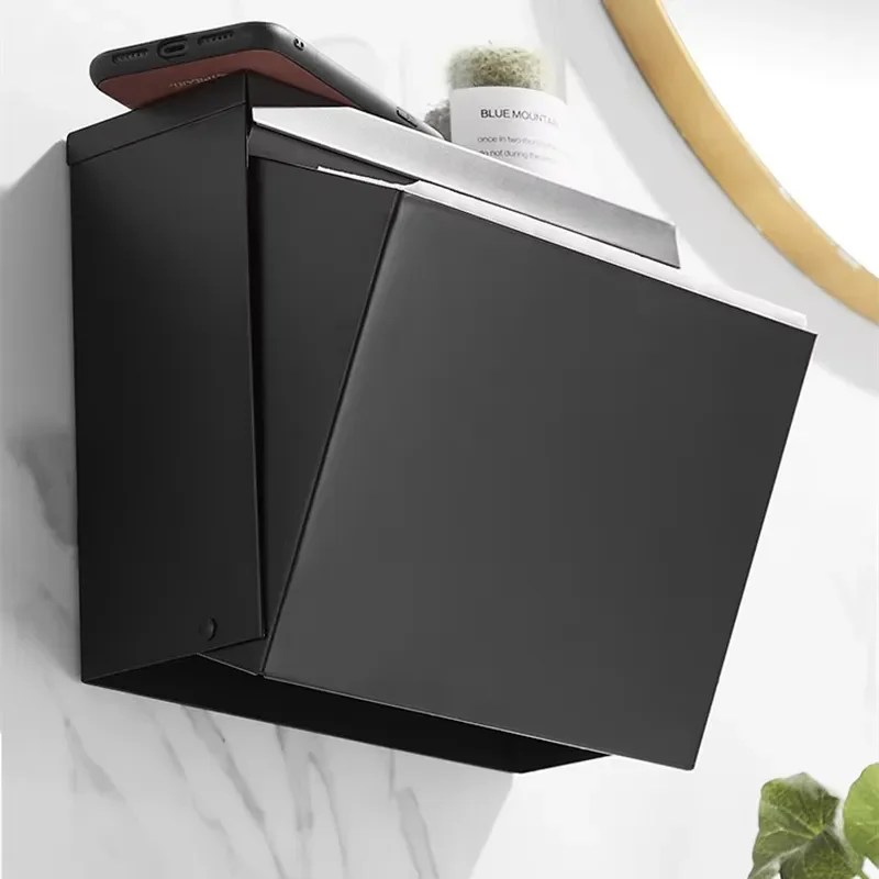Wall Mounted Black Toilet Paper Holder Stainless Steel Sanitary Carton Bathroom Tissue Roll Dispenser Modern Home Decor