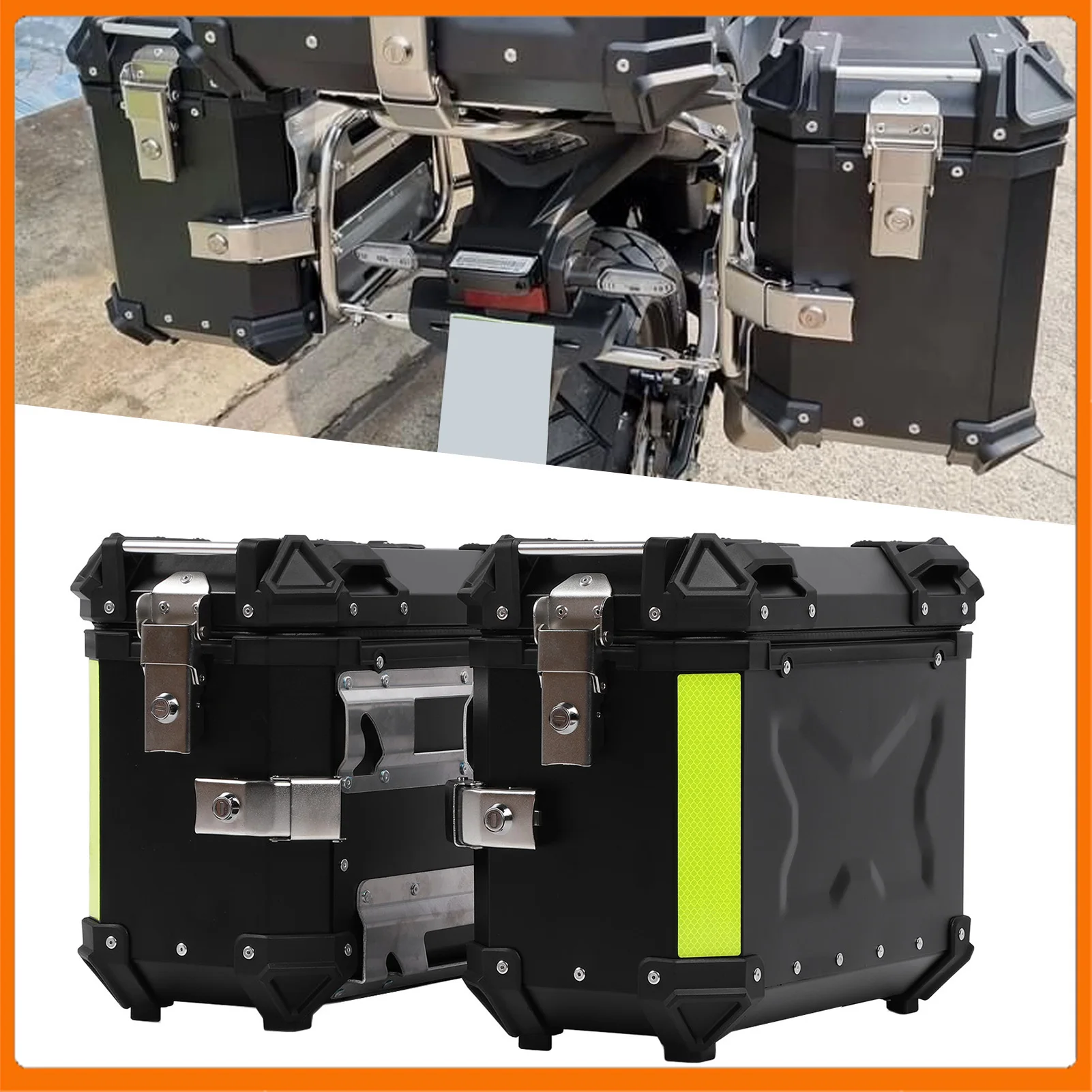 

Motorcycle Side Saddlebag Box Portable Reflective Stickers Motorcycle Side Case Water Resistant for Scooter for Helmet Luggage