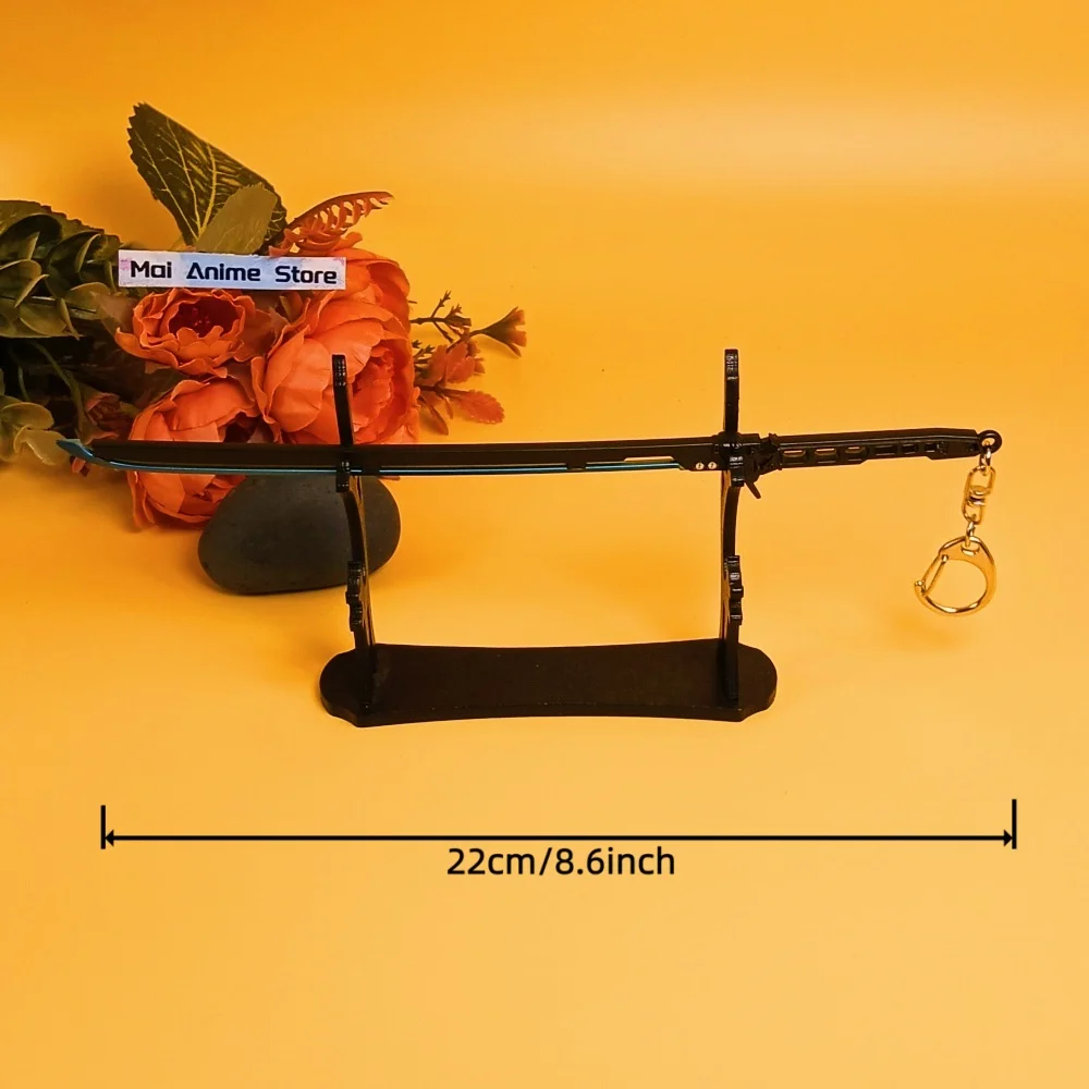 8.6인치 사이버펑크 메탈 블레이드 스틸 애니메이션 칼 카타나 실물 크기 카타나 오리지널 세이버 닌자 다마스커스 검 무딘 장난감 선물