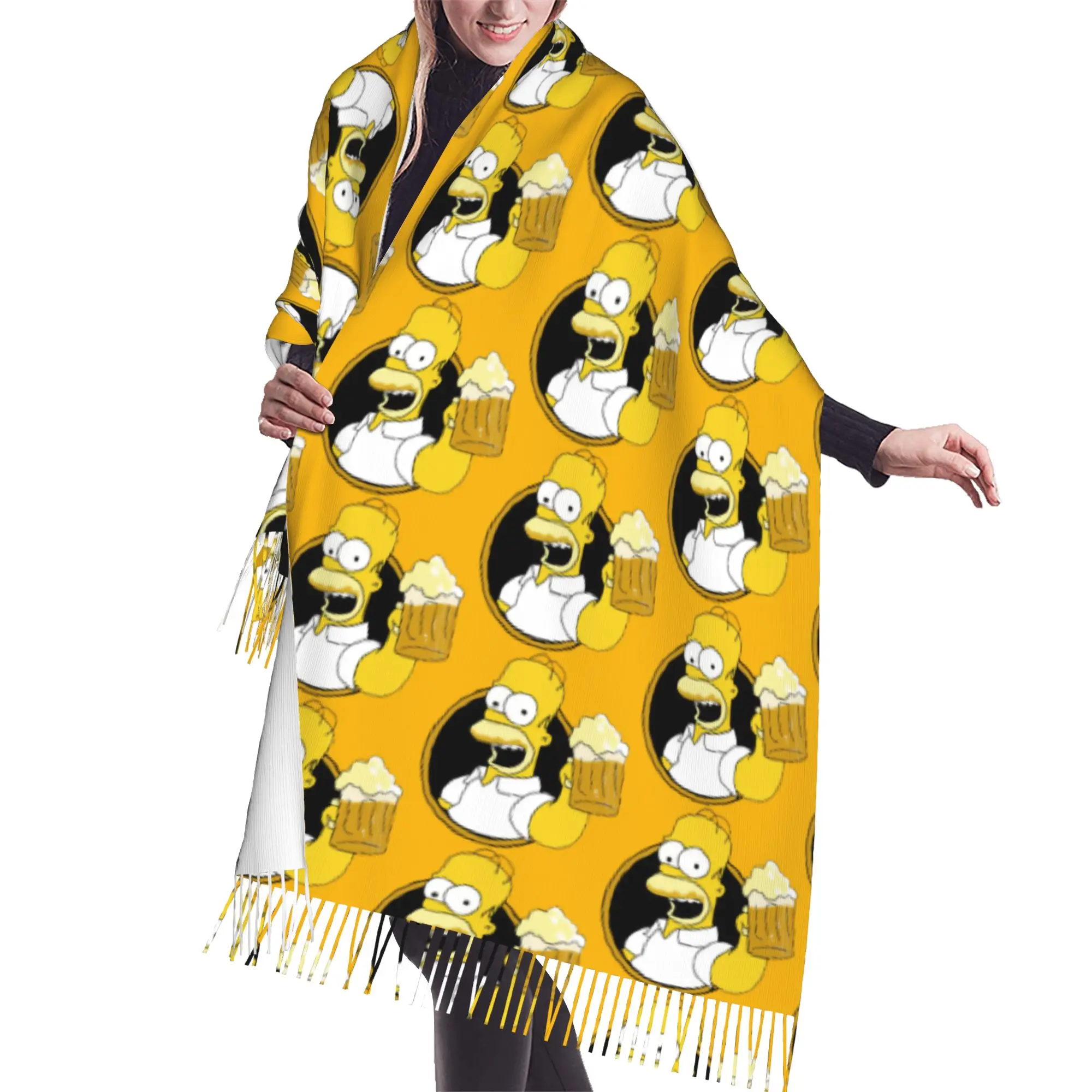 Customized Print S-Simpsonsed Anime Scarf  Men Women Winter Fall Warm Scarves Homer Cartoon Shawls Wraps