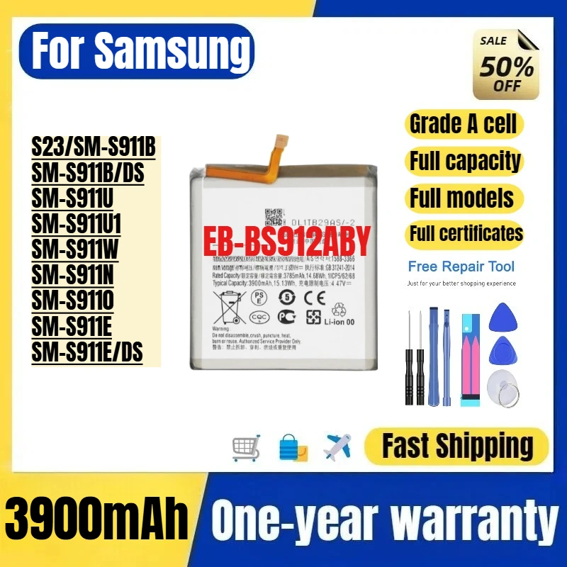 EB-BS912ABY for Samsung S23/SM-S911BSM-S911B/DS/SM-S911U/SM-S911U1/SM-S911W/SM-S911N/SM-S9110/SM-S911E/SM-S911E/DS Phone Battery