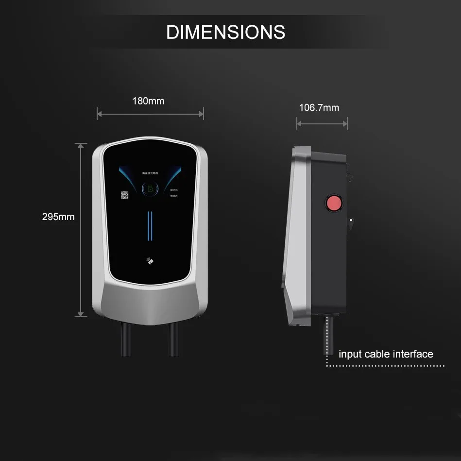 EV charging station for home use electric vehicles car charger, wall-mounted, GB/T 20234 22 kW, with RFID card,APP 5m cable