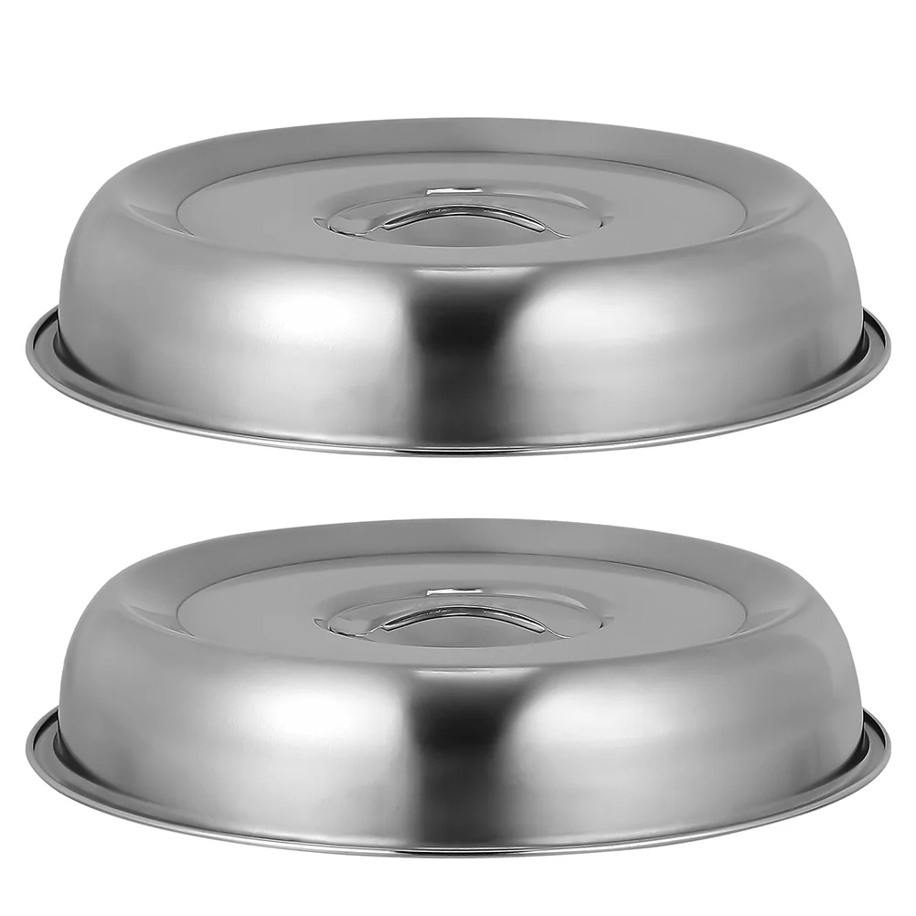 

2 Pcs Bakeware Vegetable Cover Sandwich Steel Dinner Plate Stainless Burger Cloche Food