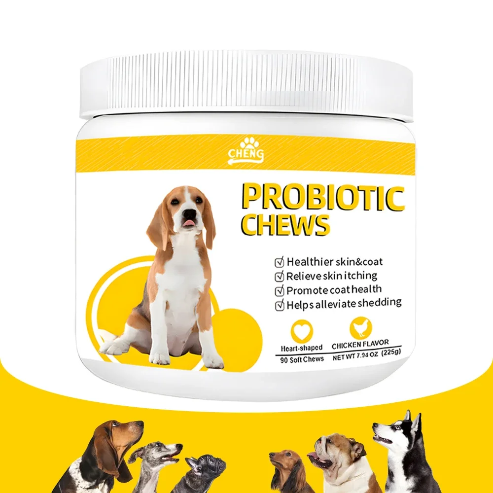 

Premium Pet Probiotic Soft Chews for Dogs | Enhance Skin & Coat Health, Reduce Shedding, Delicious Nutritional Supplement