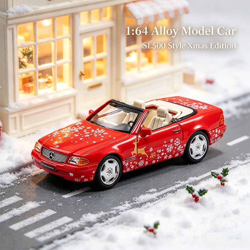 1:64 Scale Alloy Diecast Model Car SL500 Style DCT Christmas Edition Desktop Display Holiday Collectible Gift