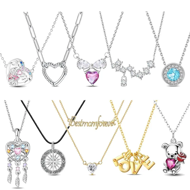 

New 925 Sterling Silver Heart shaped Dream Catcher Cross Pendant Necklace Fashion Women Charm Jewelry send Mother sisters Friend