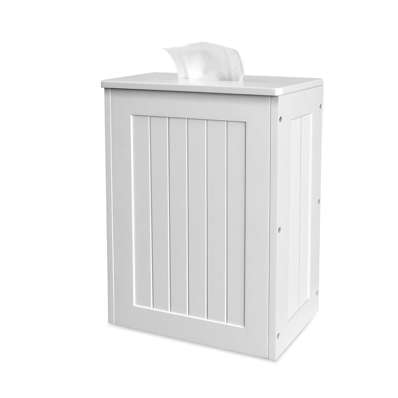 Wooden Bathroom Storage Box,White Bathroom Floor Cabinet,Freestanding Toilet Roll Cabinet,Multi-Purpose Cleaning Tidy Box