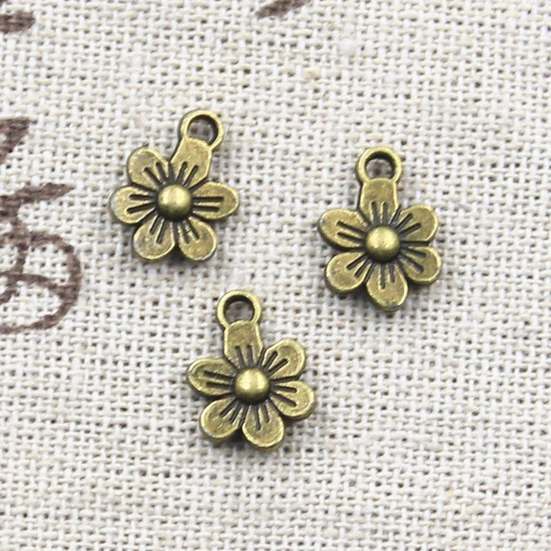 30pcs Charms Double Sided Flower 12x9mm Antique Making Pendant fit,Vintage Tibetan Bronze Silver Color,DIY Handmade Jewelry