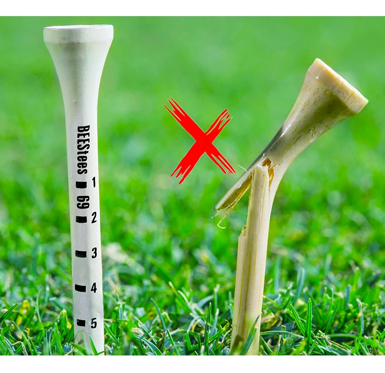 100pcs/Bag Bamboo Golf Tees Wite Navy With Black Stripe Mark Scale 70mm 83mm Golf Accesories 2 size New Colorfull Golf Ball Tee