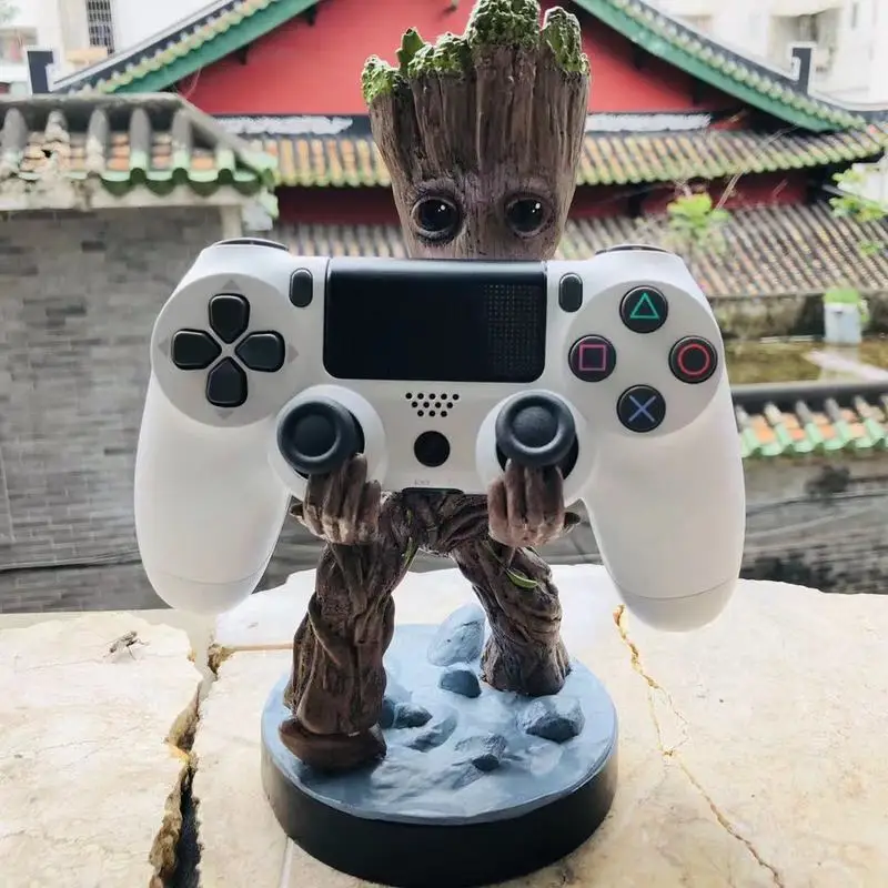 Guardians Of The Galaxy Groot Gamepad Holder Action Figure Toys Cute Small Tree Man Phone Bracket Model Ornament Decorate Gifts