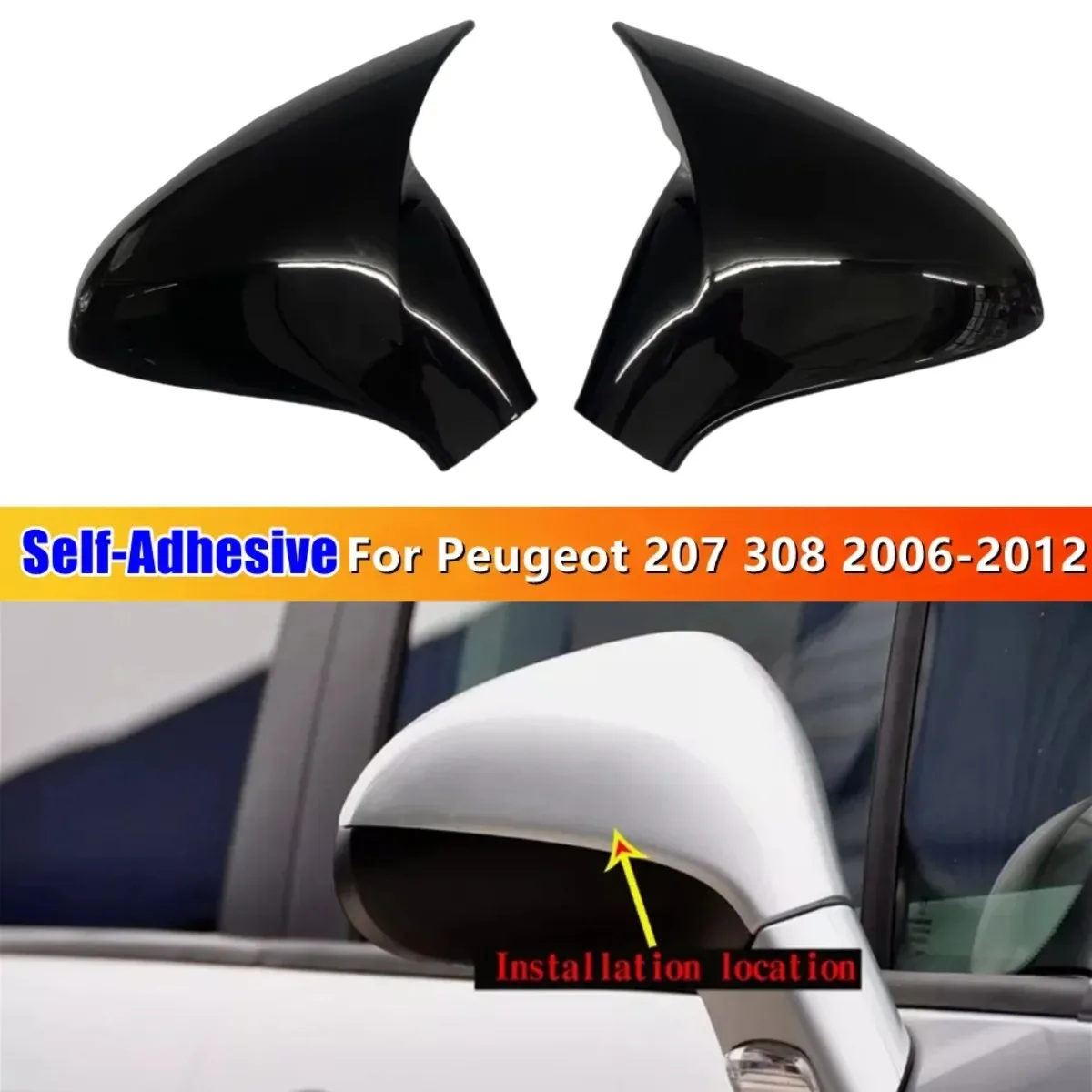 Couvercle de rétroviseur latéral de remplacement de voiture, capuchon d'aile pour Peugeot 207 Hatchback Estate / Van 2006 – 2015 9680194877,9680194977