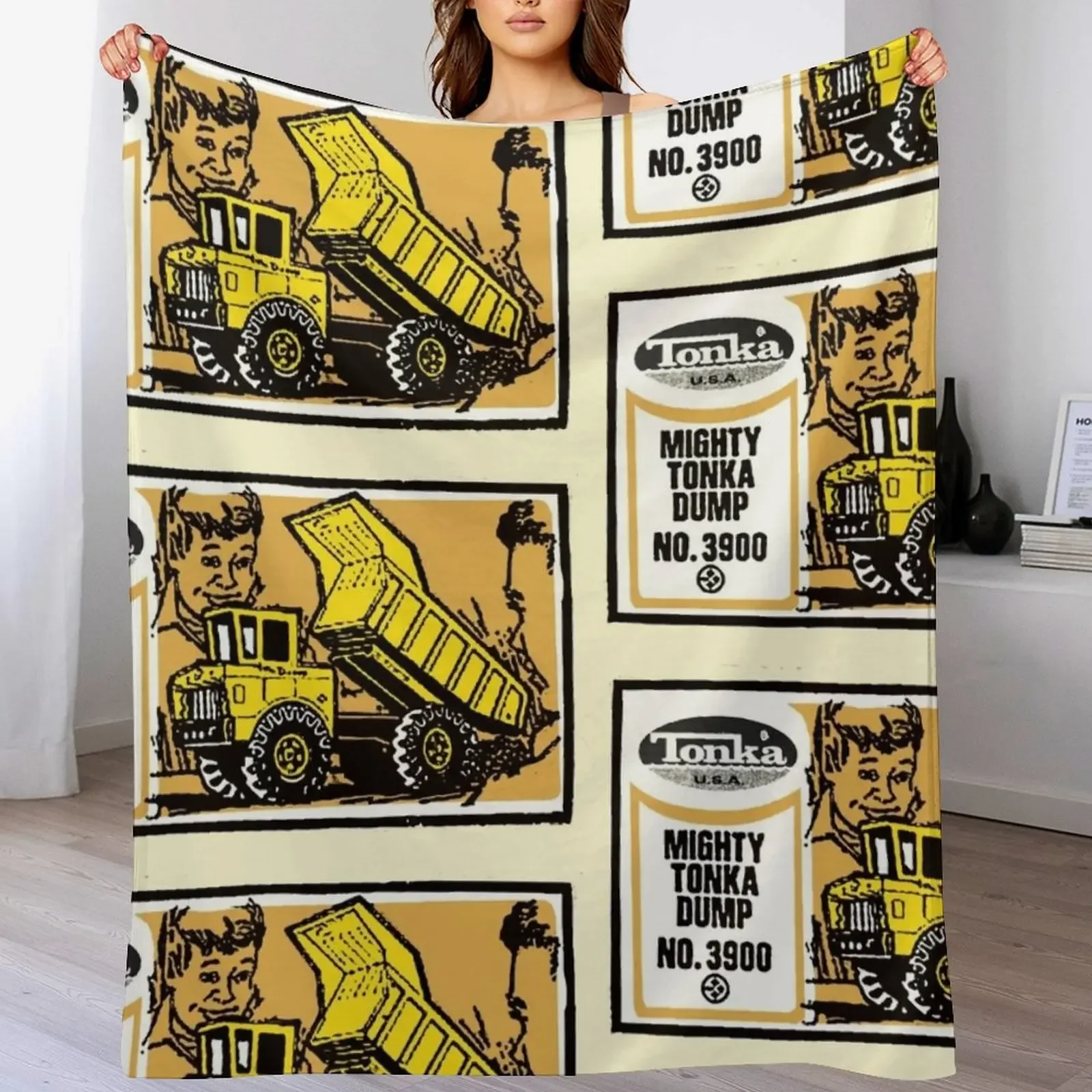 TONKA - Mighty Tonka Dump - Authentic, Distressed Throw Blanket Giant Sofa Multi-Purpose Hairy Single Blankets