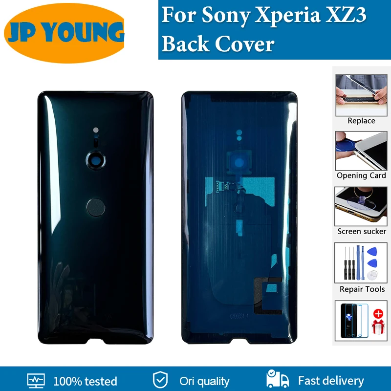 AAA + wysokiej jakości nowy 6.0 "do Sony Xperia XZ3 tylna pokrywa baterii szklana obudowa tylnych drzwi z wymienną soczewką aparatu