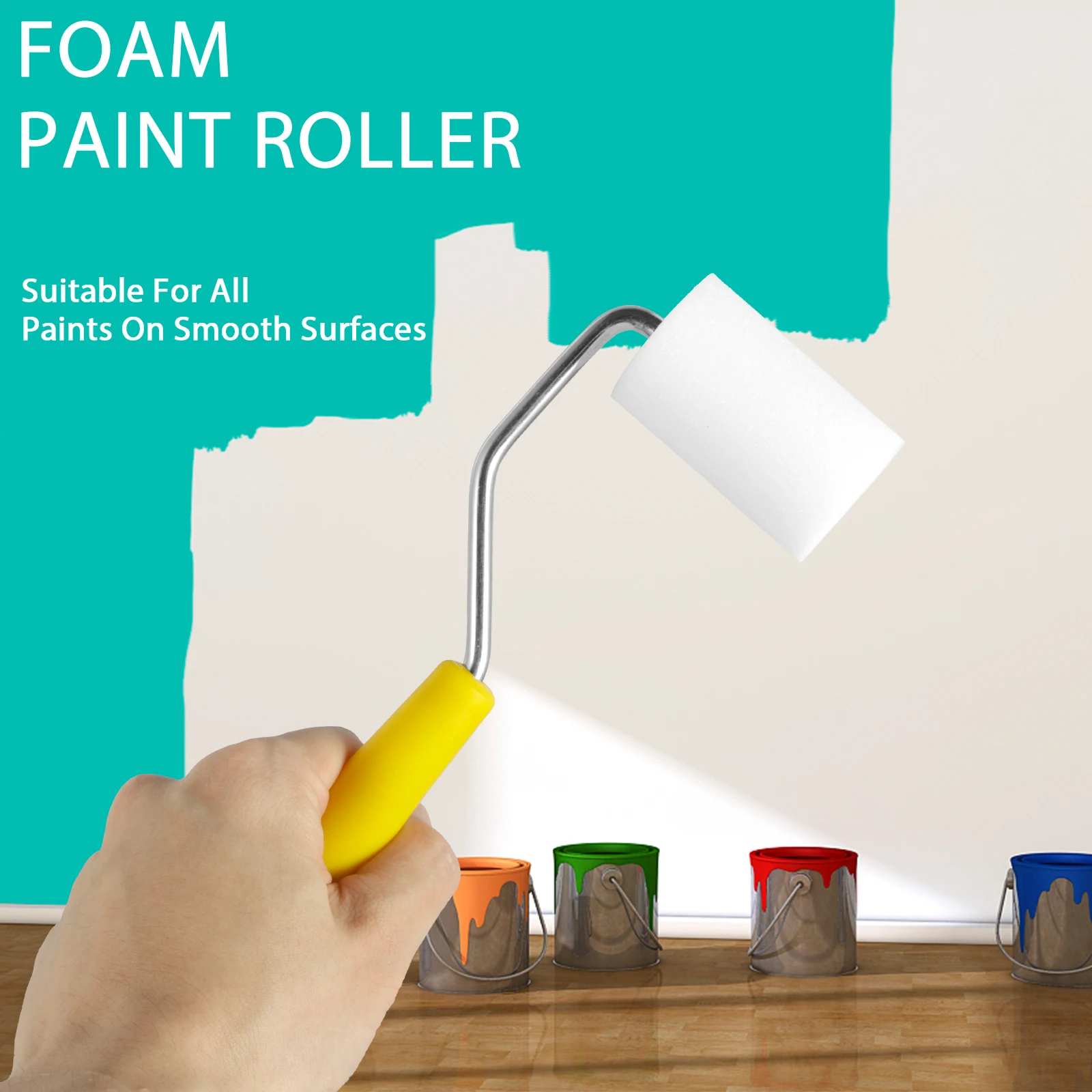 8Pcs Paint Roller Set 2inch Mini Foam Paint Roller with Handle and Paint Trays High-Density Foam Paint Roller for Repair