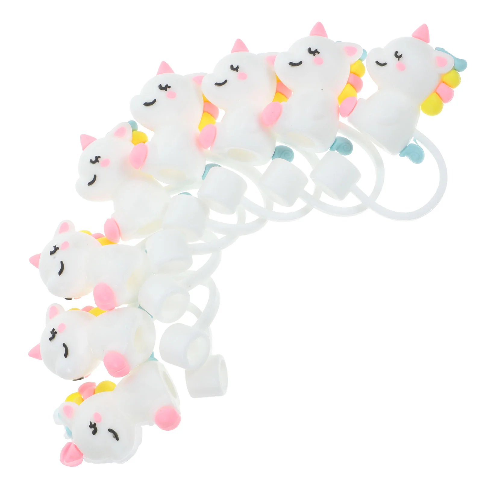 

8 Pcs Unicorn Straw Plugs Decorative Caps Silicone Tips Reusable Covers The Cat Party Silica Gel