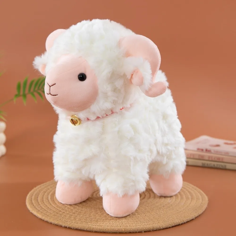 Soft Plush Plush Sheep Toy With Scarf With Bell Sheep Throw Pillow Throw Pillow Size Plump Design Curly-haired Lamb Plush