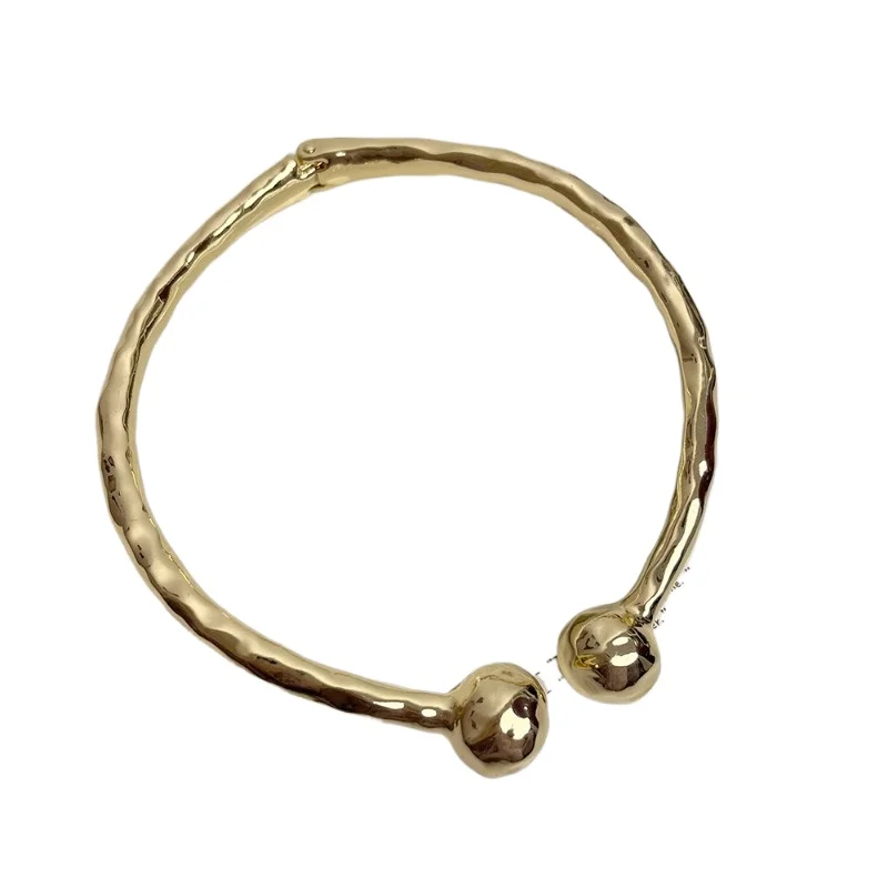

Exaggerated metal garlic necklace, European and American fashion collarbone chain retro light luxury personalized opening collar