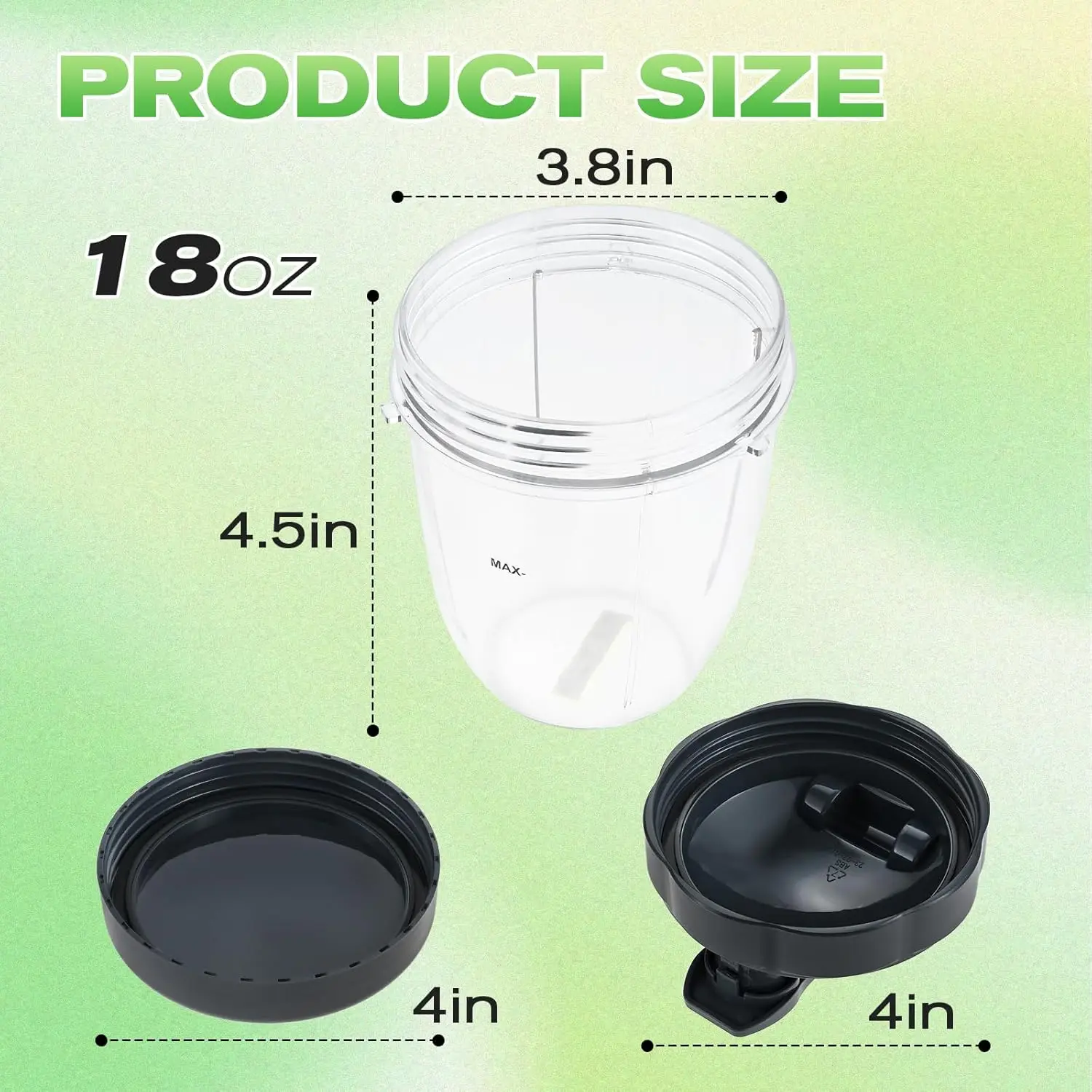 2pcs 18oz Blender Cups with Flip-Top To-Go Lid & Resealable lid Replacement for Nutribullet 900w & 600w Serise Mixer System Part