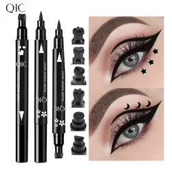 QIC Black Seal Eyeliner Pen Star + Moon Stamp Long-Lasting Eye Liner Pencil Eyes Makeup Cosmetics Waterproof Eyeliner Smiley